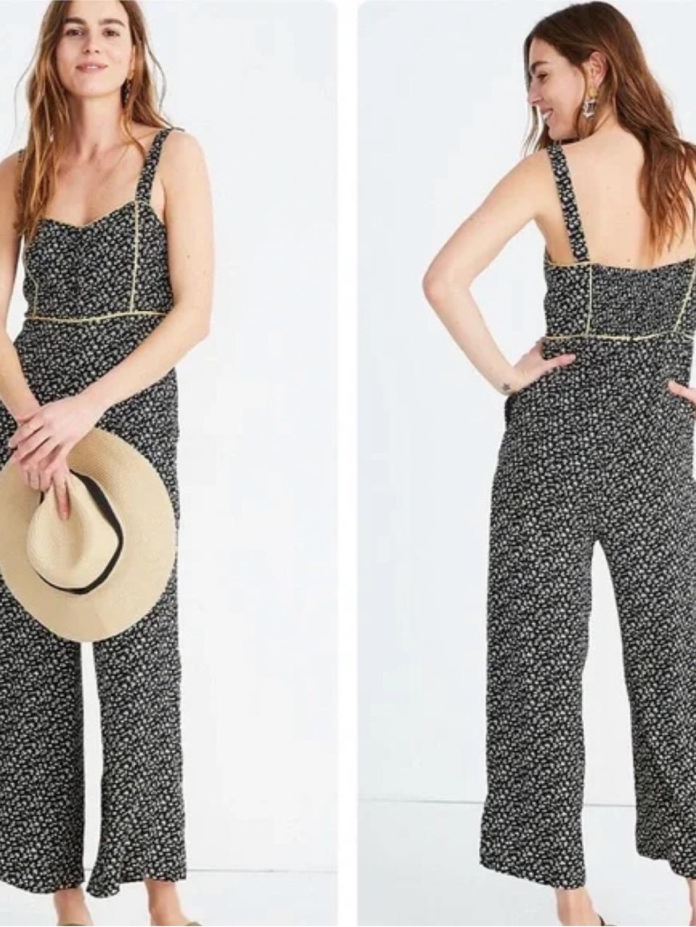 Madewell button front wide leg jumpsuit in floral playground poises size 0